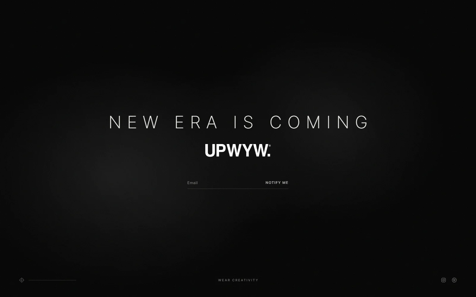 Écran d’attente « New era is coming » du site e-commerce de la marque streetwear premium belge UPWAYYOURWAY