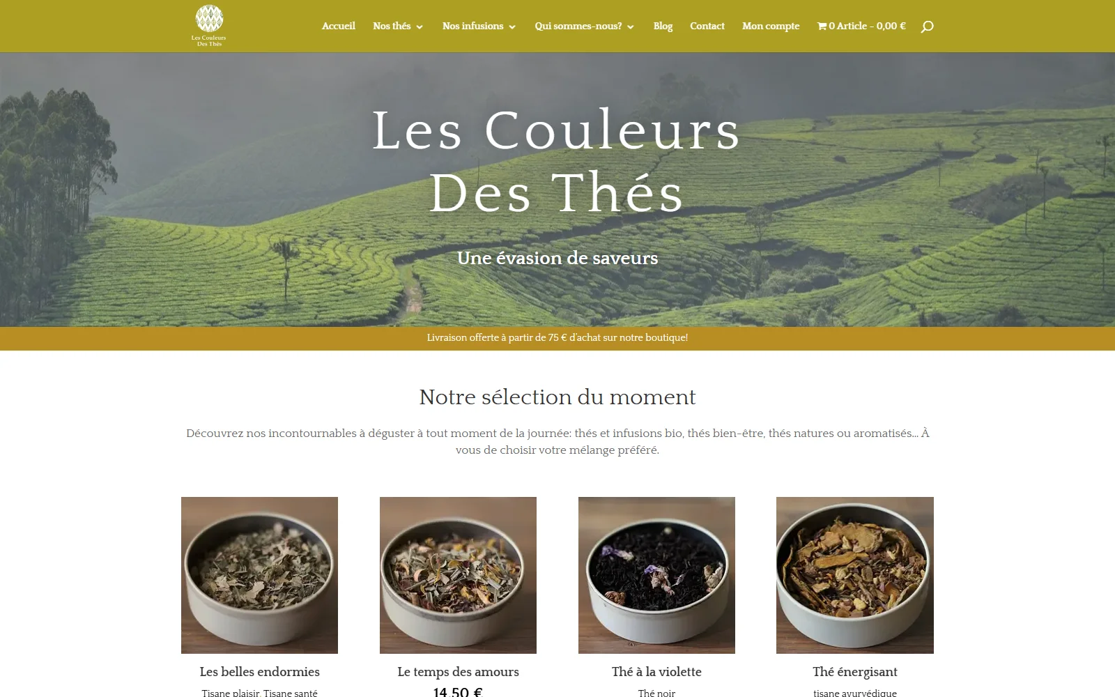 Boutique en ligne de la maison de thé Les Couleurs des Thés à Tournai